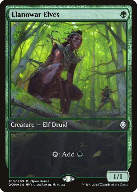 Llanowar Elves, Magic card PDOM 168 — Dominaria Promos set