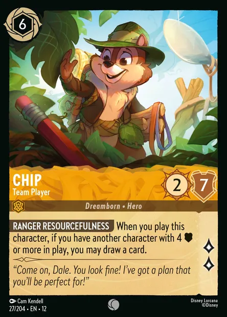 Chip - Team Player, Disney Lorcana card CH12-027 — Wilds Unknown set