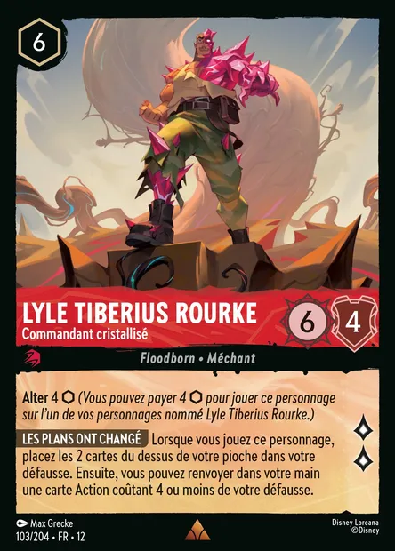 Lyle Tiberius Rourke - Commandant cristallisé, carte Disney Lorcana CH12-103 — extension Contrées Inconnues