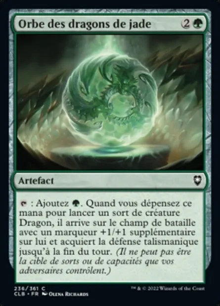Orbe des dragons de jade, carte Magic CLB 236 — extension Commander Légendes : la bataille de la Porte de Baldur