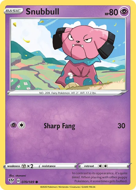 Snubbull, Pokémon card DAA 70 — Darkness Ablaze set
