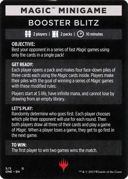 Booster Blitz, carte Magic MONE 5 — extension Phyrexia: All Will Be One Minigames