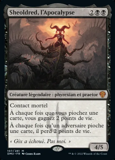Sheoldred, l'Apocalypse, carte Magic DMU 107 — extension Dominaria Uni