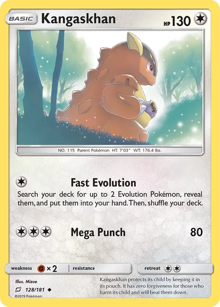 Kangaskhan, Pokémon card TEU 128 — Team Up set