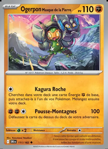 Ogerpon Masque de la Pierre, carte Pokémon DRI 111 — extension Rivalités Destinées