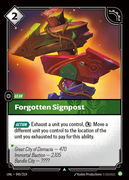 Forgotten Signpost, Riftbound card UNL 045 — Unleashed set
