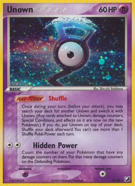 Unown, Pokémon card EXU G — Unseen Forces Unown Collection set