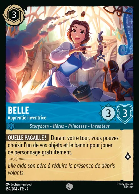 Belle - Apprentie inventrice, carte Disney Lorcana CH7-159 — extension L'île d'Archazia