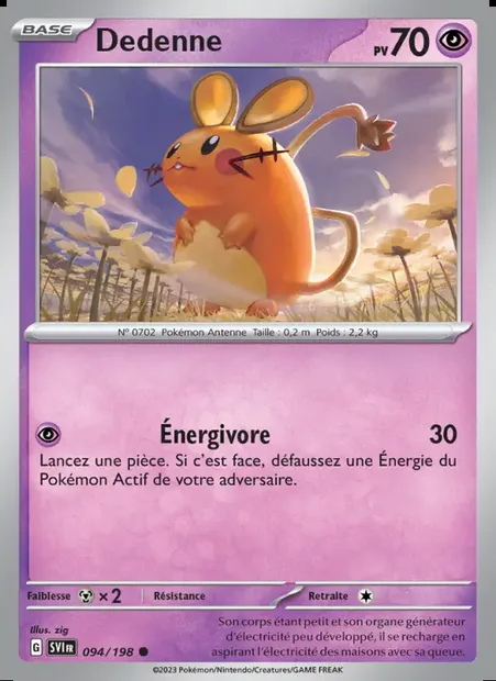 Dedenne, carte Pokémon SVI 094 — extension Écarlate et Violet