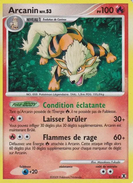 Arcanin Niv. 53, carte Pokémon RR 1 — extension Rivaux Émergeants