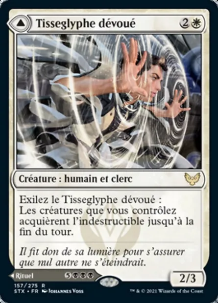 Tisseglyphe dévoué // Vanité mortelle, carte Magic STX 157 — extension Strixhaven: l'Académie des Mages