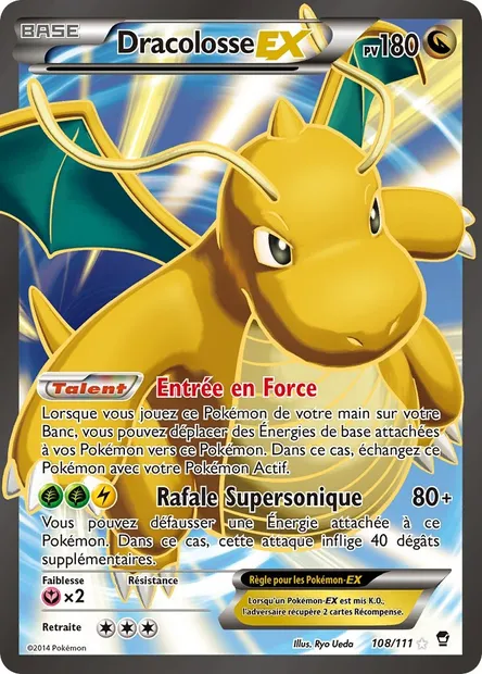 Dracolosse EX, carte Pokémon FFI 108 — extension Poings Furieux