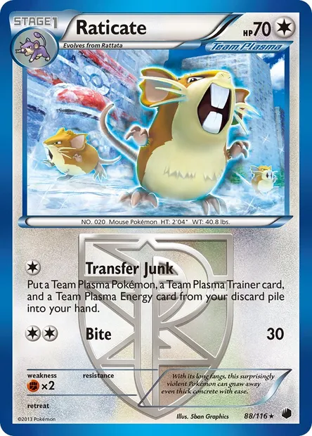 Raticate, Pokémon card PLF 88 — Plasma Freeze set