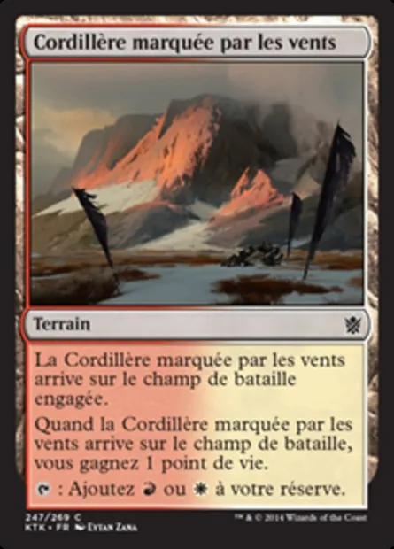 Cordillère marquée par les vents, carte Magic KTK 247 — extension Les Khans de Tarkir