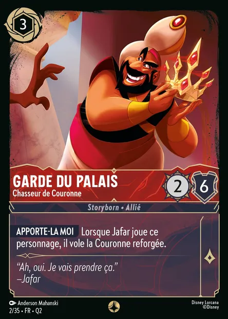 Garde du palais - Chasseur de Couronne, carte Disney Lorcana Q2-002 — extension Quête des Illumineurs: Vol au palais