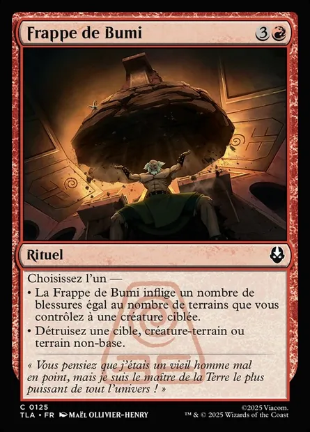 Frappe de Bumi, carte Magic TLA 125 — extension Avatar: The Last Airbender