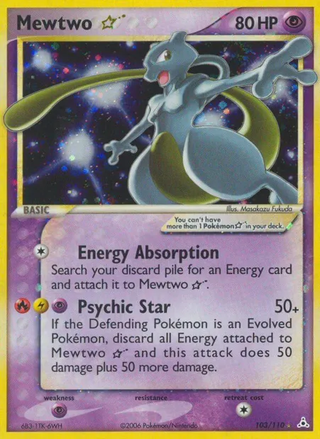 Mewtwo ☆, Pokémon card HP 103 — Holon Phantoms set