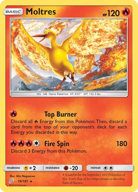 Moltres, Pokémon card TEU 19 — Team Up set