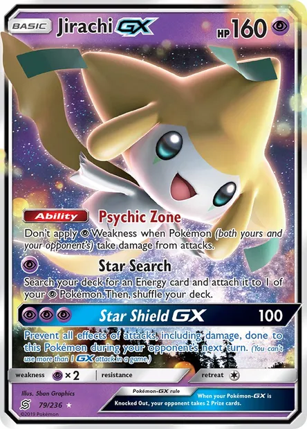 Jirachi GX, Pokémon card UNM 79 — Unified Minds set
