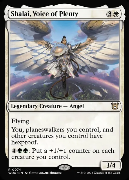 Shalaï, Voix de l'abondance, carte Magic WOC 74 — extension Wilds of Eldraine Commander