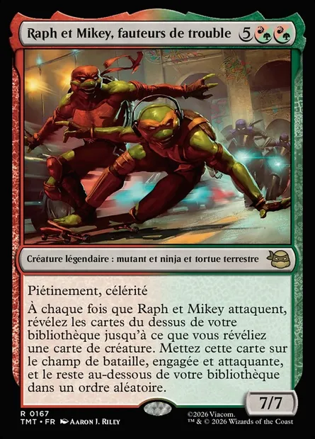 Raph et Mikey, fauteurs de trouble, carte Magic TMT 167 — extension Teenage Mutant Ninja Turtles