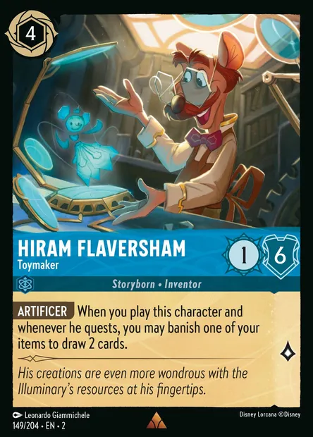 Hiram Flaversham - Toymaker, Disney Lorcana card CH2-149 — Rise of the Floodborn set