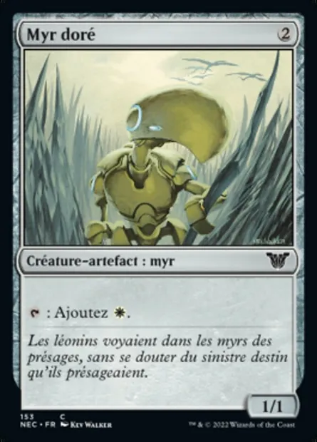 Myr doré, carte Magic NEC 153 — extension Neon Dynasty Commander