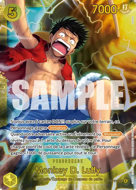 Monkey D. Luffy, carte One Piece OP15-119 — extension AVENTURE SUR L'ÎLE DE DIEU