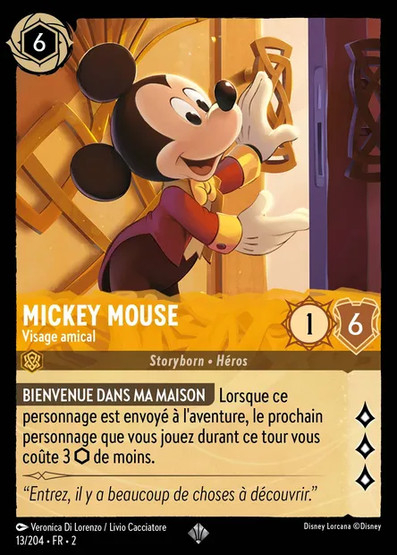 Mickey Mouse - Visage amical, carte Disney Lorcana CH2-013 — extension L'Ascension des Floodborn