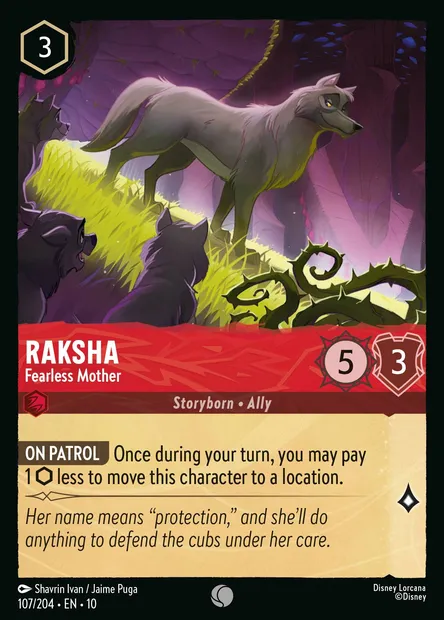 Raksha - Fearless Mother, Disney Lorcana card CH10-107 — Whispers in the Well set
