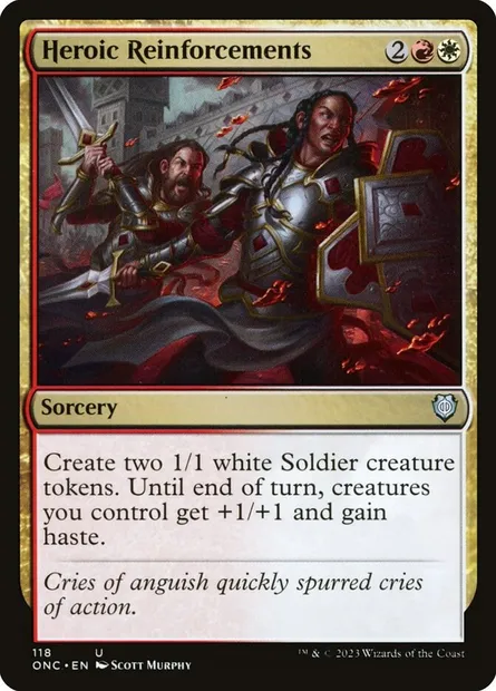 Heroic Reinforcements, Magic card ONC 118 — Phyrexia: All Will Be One Commander set