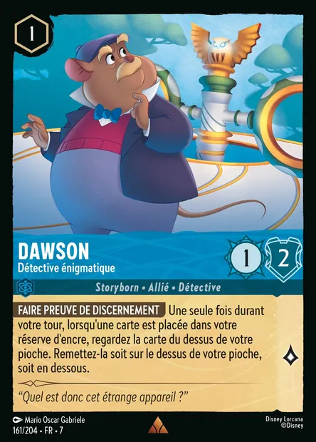 Dawson - Détective énigmatique, carte Disney Lorcana CH7-161 — extension L'île d'Archazia