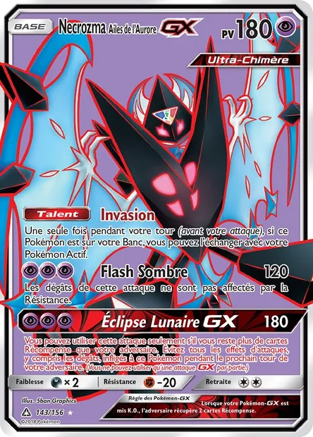 Necrozma Ailes de l’Aurore GX, carte Pokémon UPR 143 — extension Ultra-Prisme