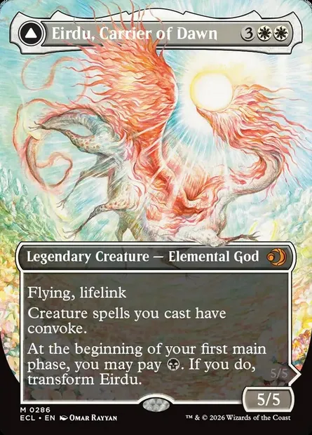 Eirdu, Carrier of Dawn // Isilu, Carrier of Twilight, Magic card ECL 286 — Lorwyn Eclipsed set