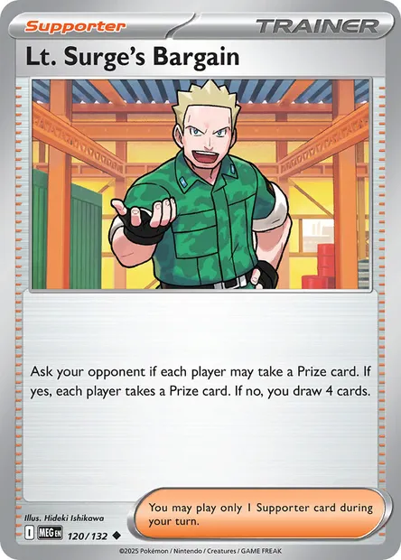 Lt. Surge's Bargain, Pokémon card MEG 120 — Mega Evolution set