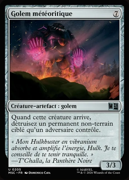 Golem météoritique, carte Magic MSC 205 — extension Marvel Super Heroes Commander