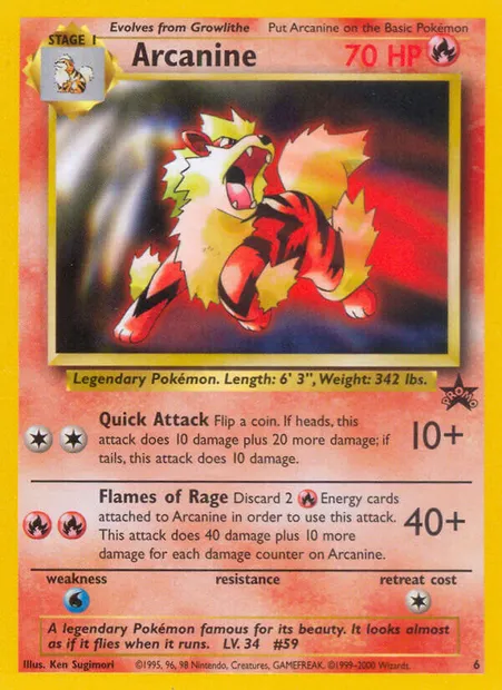 Arcanine, Pokémon card WP 6 — Wizards Black Star Promos set