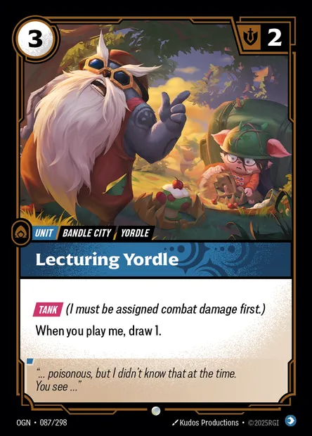 Lecturing Yordle, Riftbound card OGN 087 — Origins set