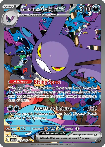 Team Rocket's Crobat ex, Pokémon card DRI 234 — Destined Rivals set