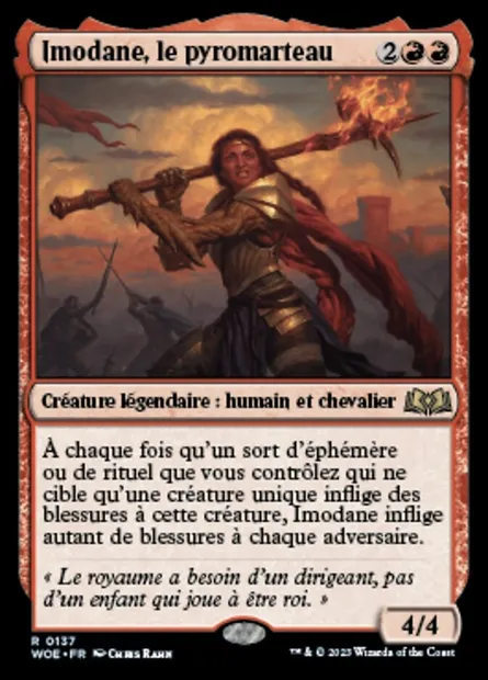 Imodane, le pyromarteau, carte Magic WOE 137 — extension Wilds of Eldraine