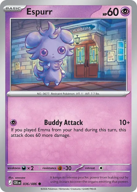 Espurr, Pokémon card CRI 036 — Chaos Rising set