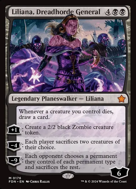 Liliana, Dreadhorde General, Magic card FDN 176 — Foundations set