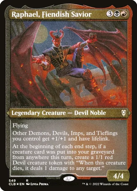 Raphael, Fiendish Savior, Magic card CLB 549 — Commander Legends: Battle for Baldur's Gate set