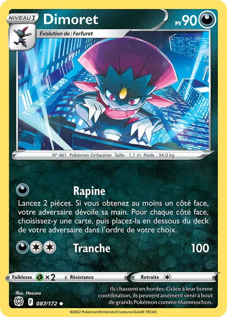 Dimoret, carte Pokémon BRS 087 — extension Stars Étincelantes