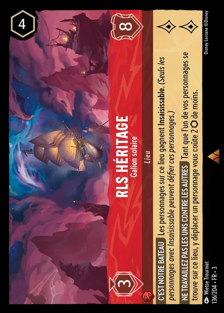 RLS Héritage - Galion solaire, carte Disney Lorcana CH3-136 — extension Les Terres d'Encres