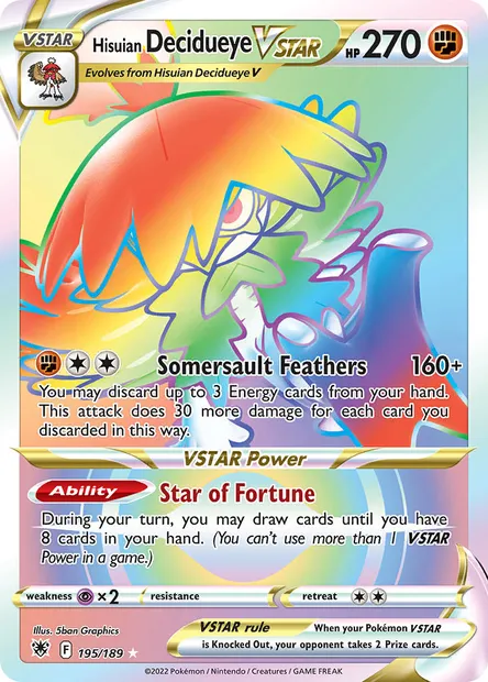 Hisuian Decidueye VSTAR, Pokémon card ASR 195 — Astral Radiance set