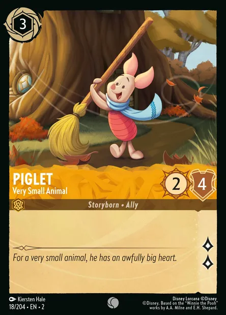 Piglet - Very Small Animal, Disney Lorcana card CH2-018 — Rise of the Floodborn set