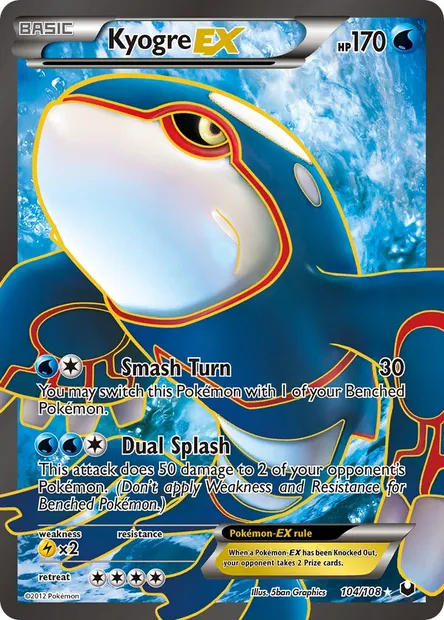 Kyogre-EX, Pokémon card DEX 104 — Dark Explorers set