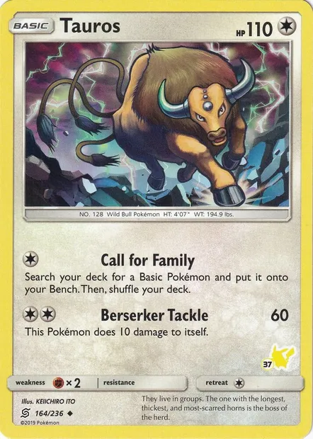 Tauros, carte Pokémon BA20 164p-37 — extension Battle Academy 2020