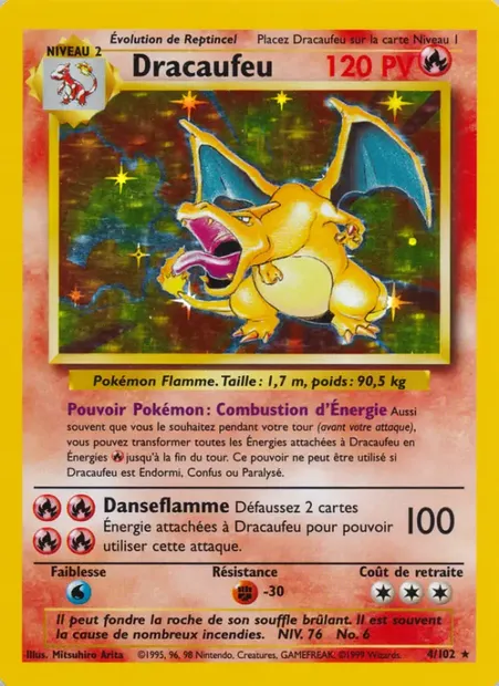 Dracaufeu, carte Pokémon BS 4 — extension Set de Base